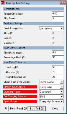 MegBase ignition settings